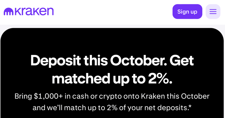 Kraken Crypto & Brokerage Promo: Earn Up to 2% Deposit Bonus (October 2025)