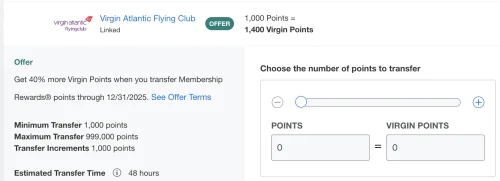 Spin Point Rewards Event: AmEx MR to Virgin Atlantic Flying Club 40% Bonus [November 2025 Update]