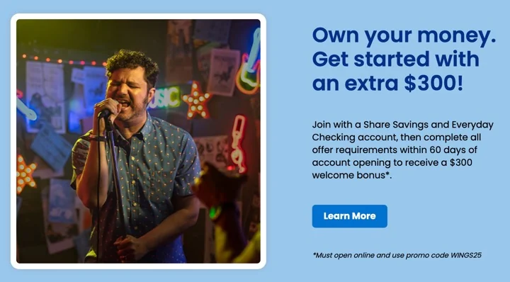 Wings Financial Credit Union: Earn a $300 Checking Bonus + $100 Referral Reward