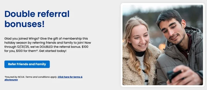 Wings Financial Credit Union: $300 New Member Bonus + $100 Refer-a-Friend